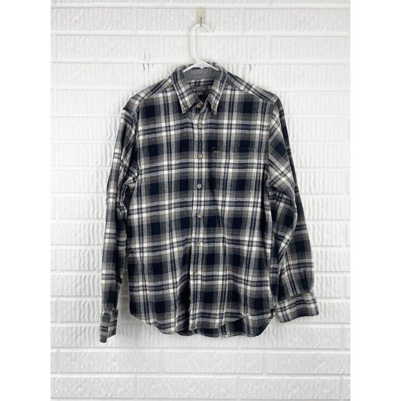 Eddie Bauer Other - Eddie Bauer Shirt Mens Medium Plaid Flannel Button Front Cotton Fall Black